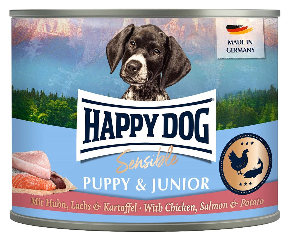 Happy Dog Konserv Puppy & Junior Kyckling & Lax 200 g x 6 st