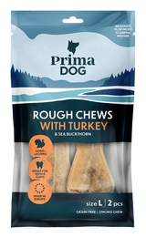 PrimaDog Rough Chews Kalkon & Havtorn L 13,5 cm, 140 g x 11-påsar