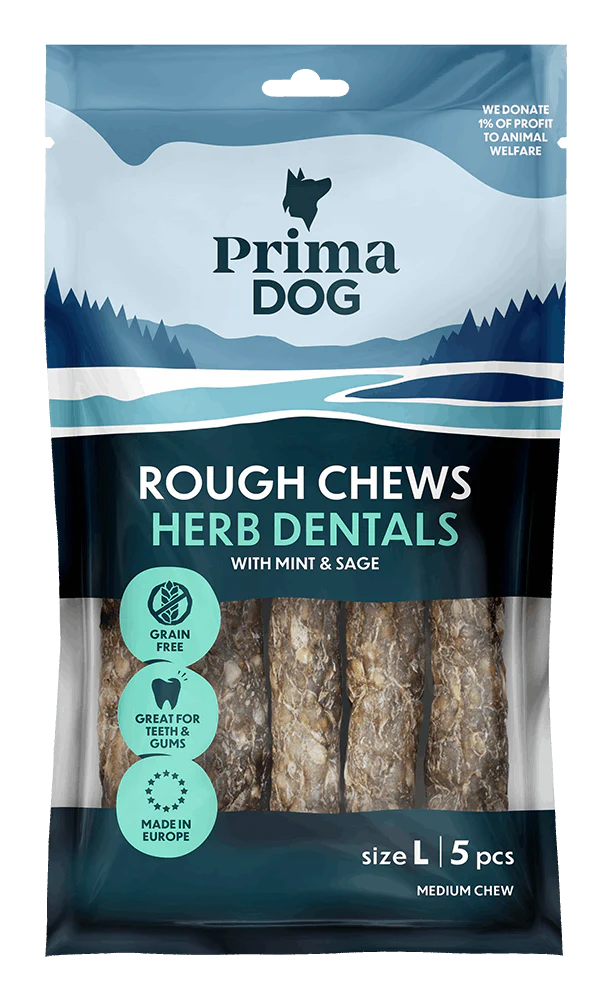 PrimaDog Rough Chews Dental Mynta & Salvia L 175g x 12 st