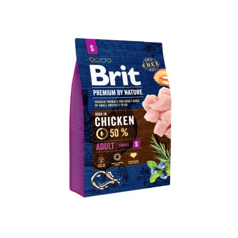 Brit Premium By Nature Adult S för små vuxna Torrfoder 3kg