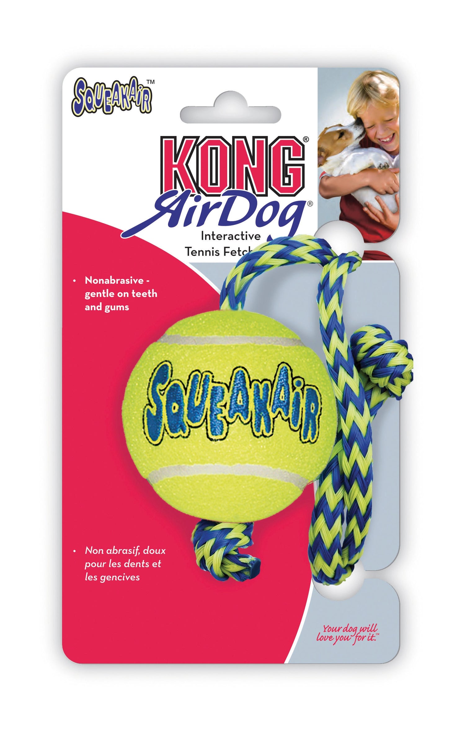 Kong Leksak SqueakAir Ball med Rep 6 cm