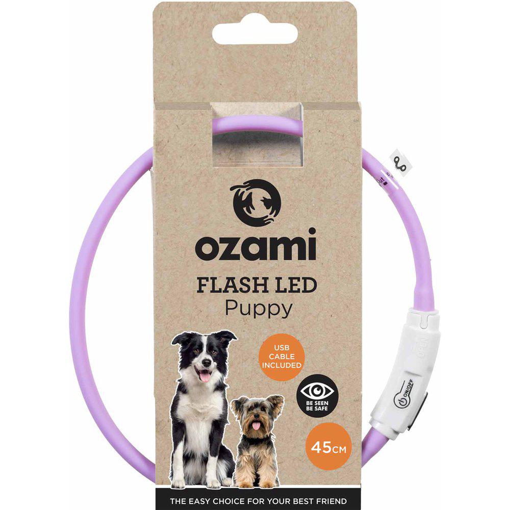 Ozami Halsband Flash Puppy Led Turkos 45cm